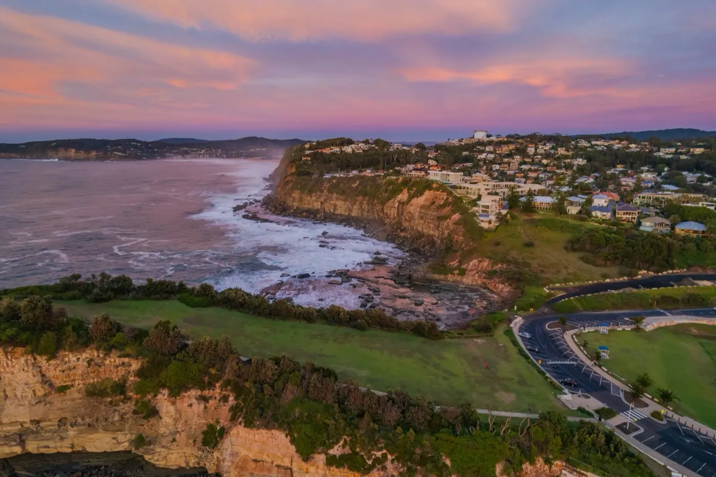 Sunrise over The Skillion headland at Terrigal on the Central Coast